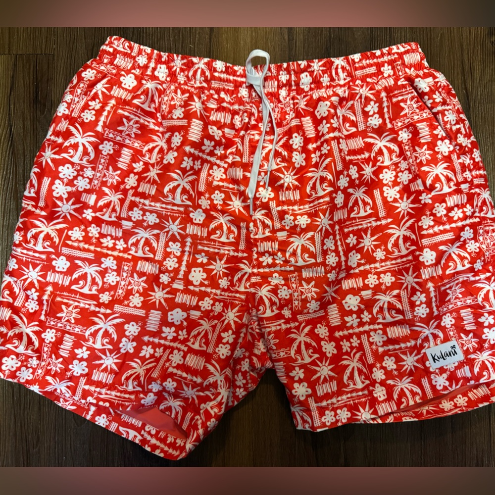 Kulani Kinis Red Tropical Swim Shorts